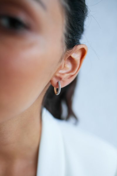 Altın Tamtur Taşlı Halka Küpe