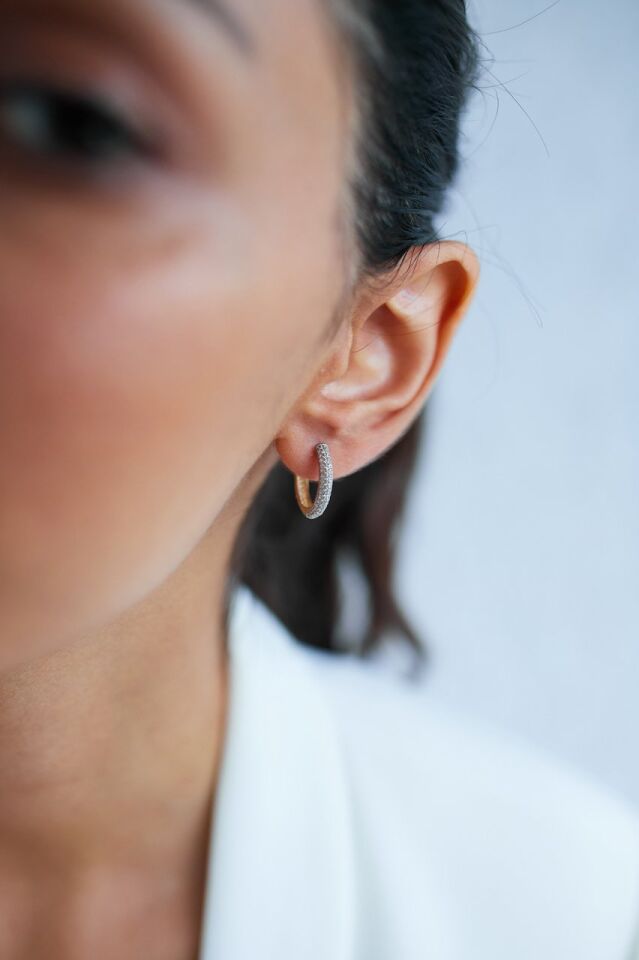 Altın Tamtur Taşlı Halka Küpe