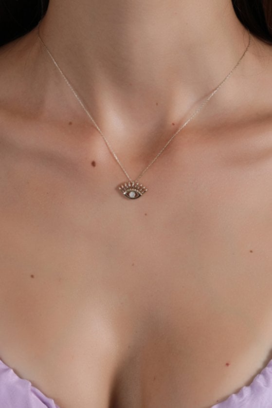 Altın Taşlı Göz Kolye