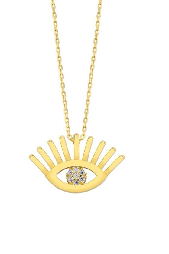 Altın Taşlı Göz Kolye