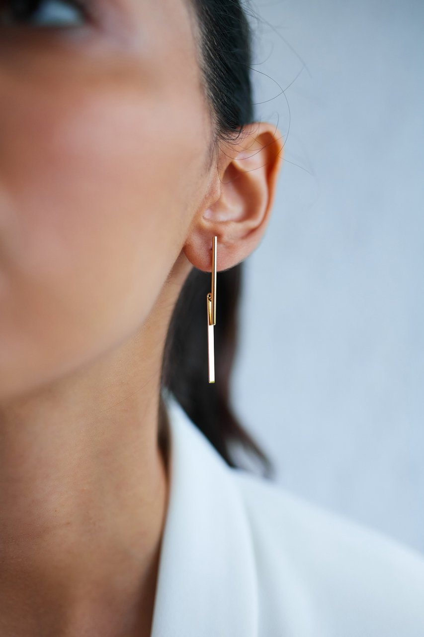 ALTIN İKİLİ ÇUBUK KÜPE