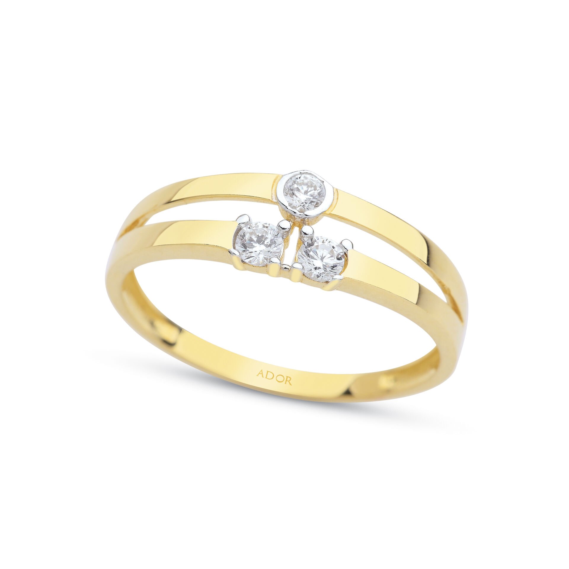 Altın Taşlı Twin Tasarım Yüzük