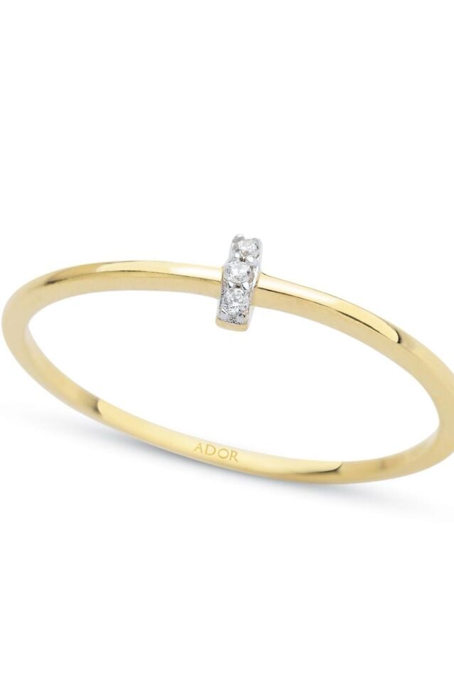 Altın Minimal Tektaşlı Yüzük