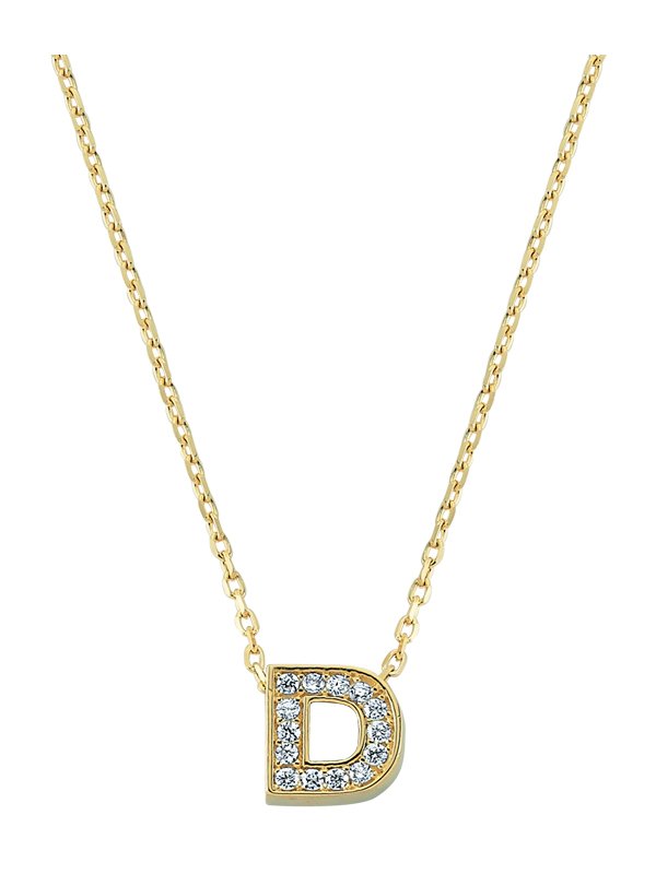 Altın Taşlı D Harf Kolye