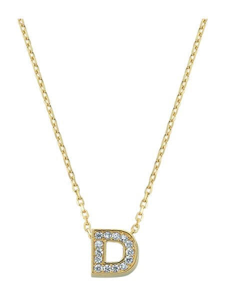 Altın Taşlı D Harf Kolye