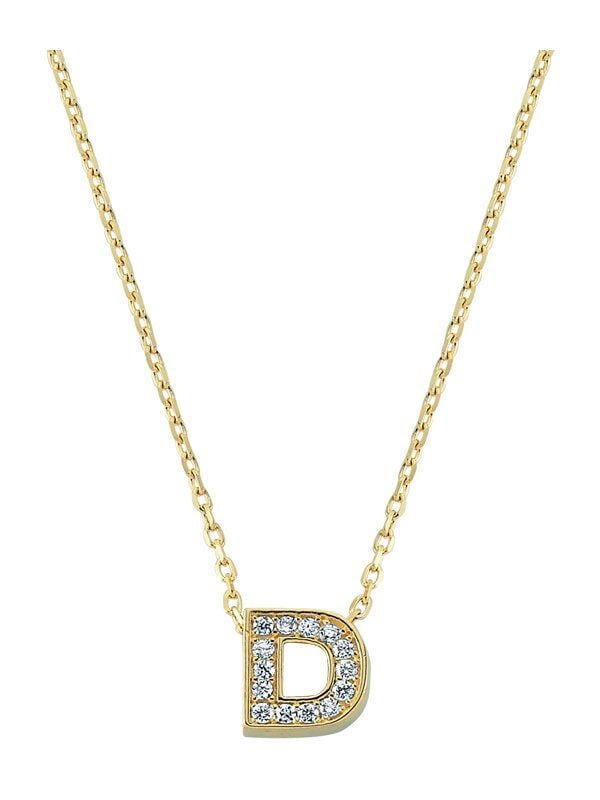 Altın Taşlı D Harf Kolye