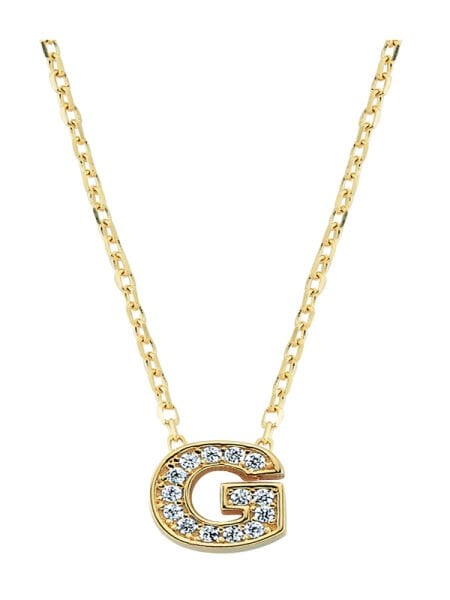 Altın Taşlı G Harfli Kolye