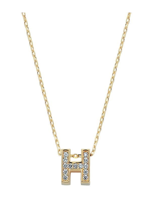 Altın Taşlı H Harf kolye