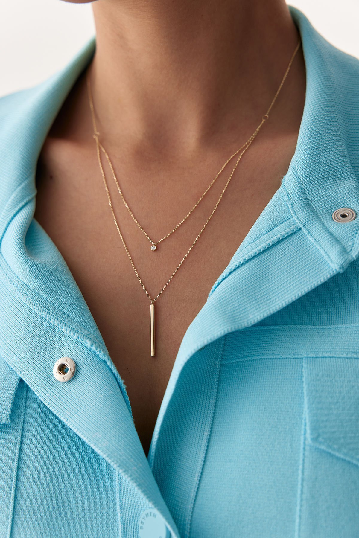 Altın Taşlı Baston Kolye