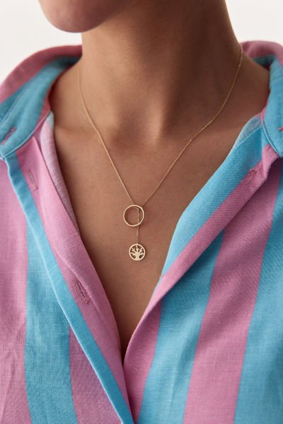 Altın Sallantılı Hayat Ağacı Kolye