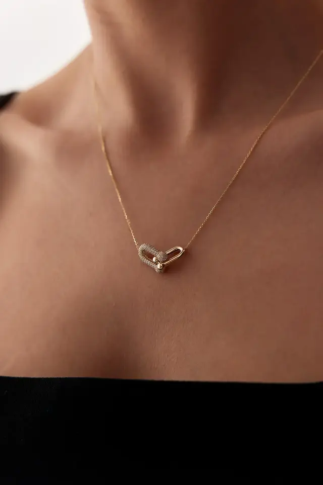 Altın Taşlı Tiffany Kolye