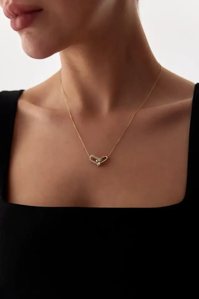 Altın Taşlı Tiffany Kolye