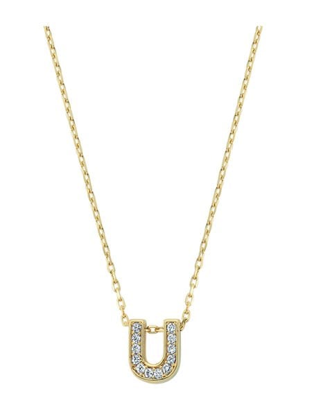 Altın Taşlı U Harf Kolye