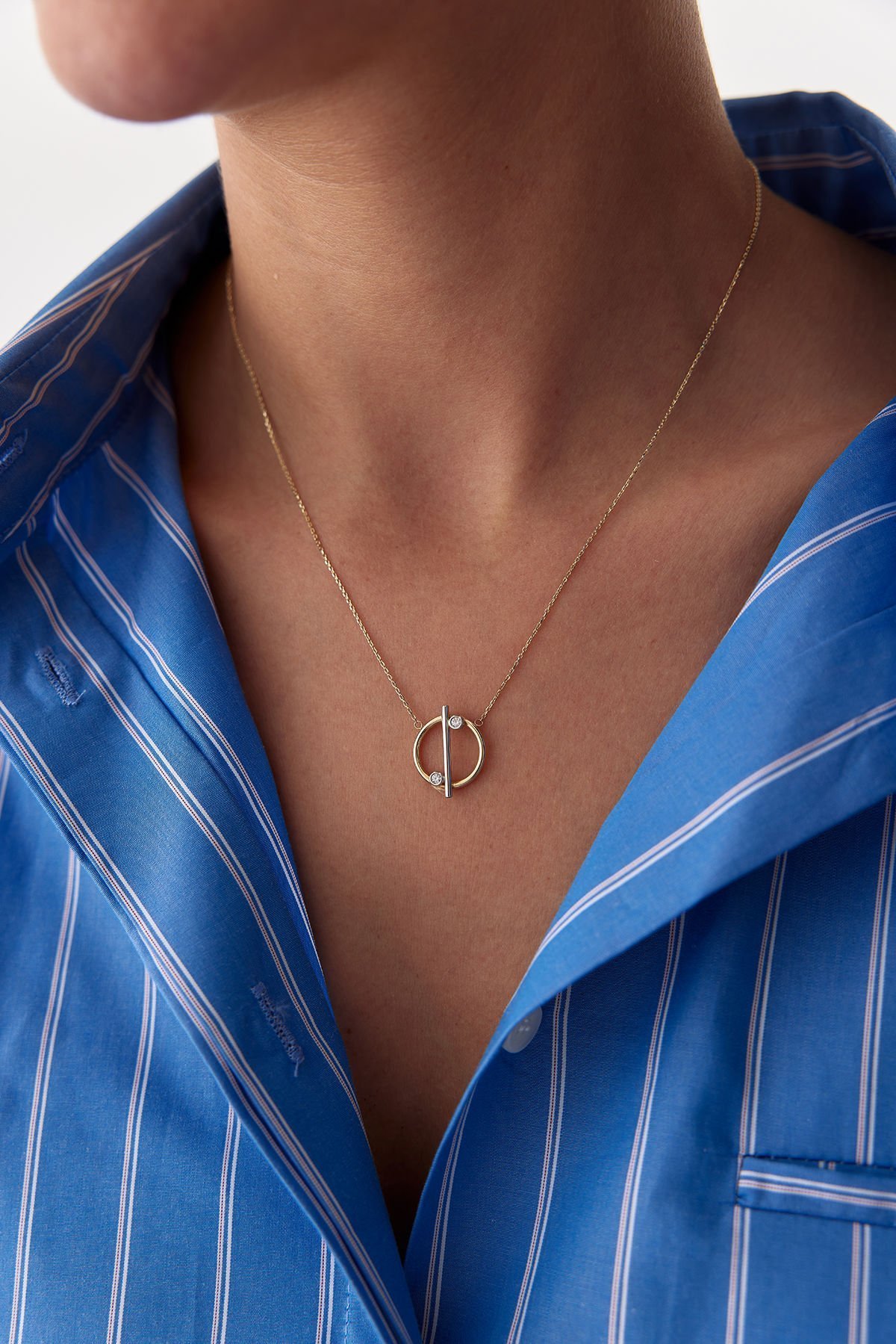 Altın Oval Çubuk Kolye