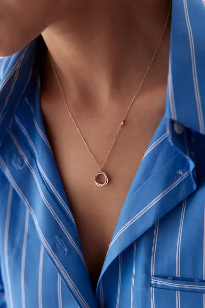 ALTIN TASARIM DAİRE KOLYE