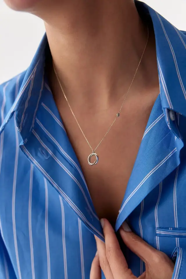 Altın Tasarım Daire Kolye