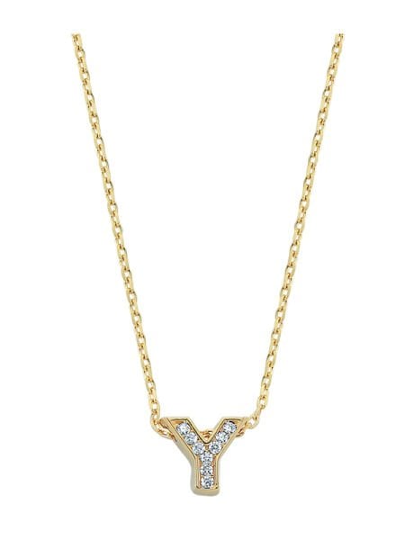 Altın Taşlı Y Harf Kolye