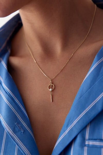 ALTIN SALLANTILI İNCİ KOLYE