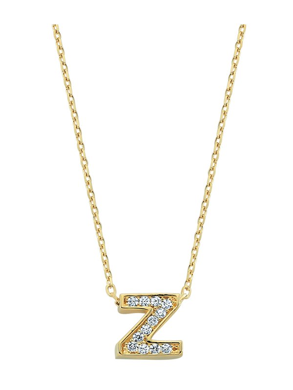 Altın Taşlı Z Harf Kolye