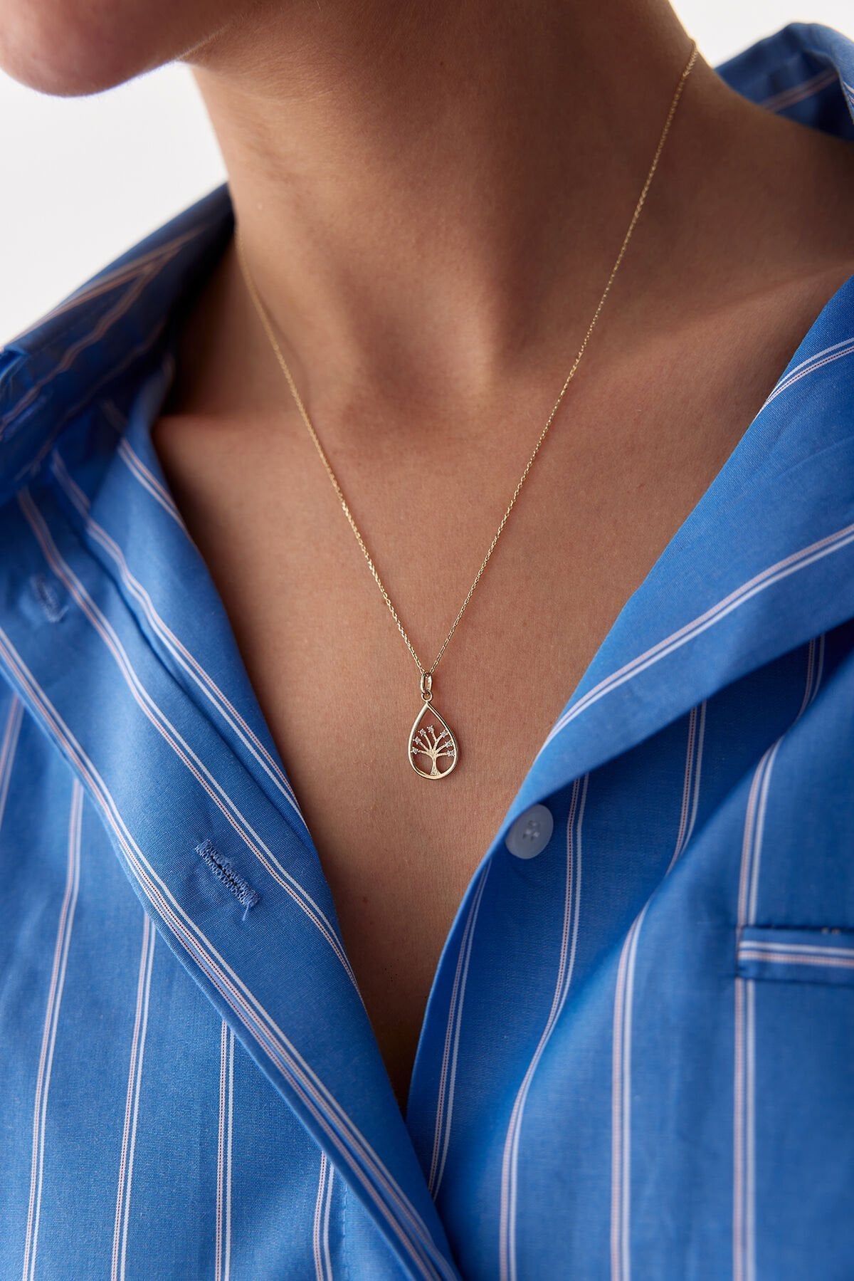 Altın Damla Hayat Ağacı Kolye