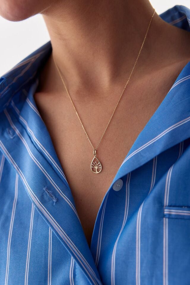 Altın Damla Hayat Ağacı Kolye