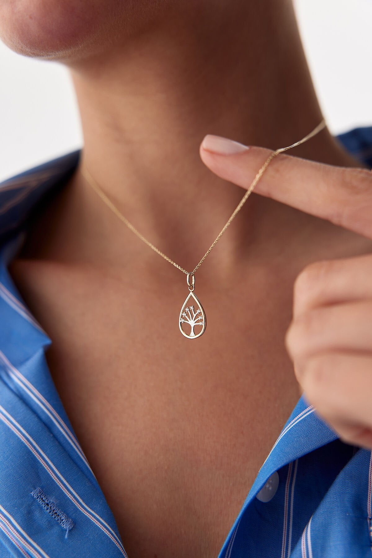 Altın Damla Hayat Ağacı Kolye