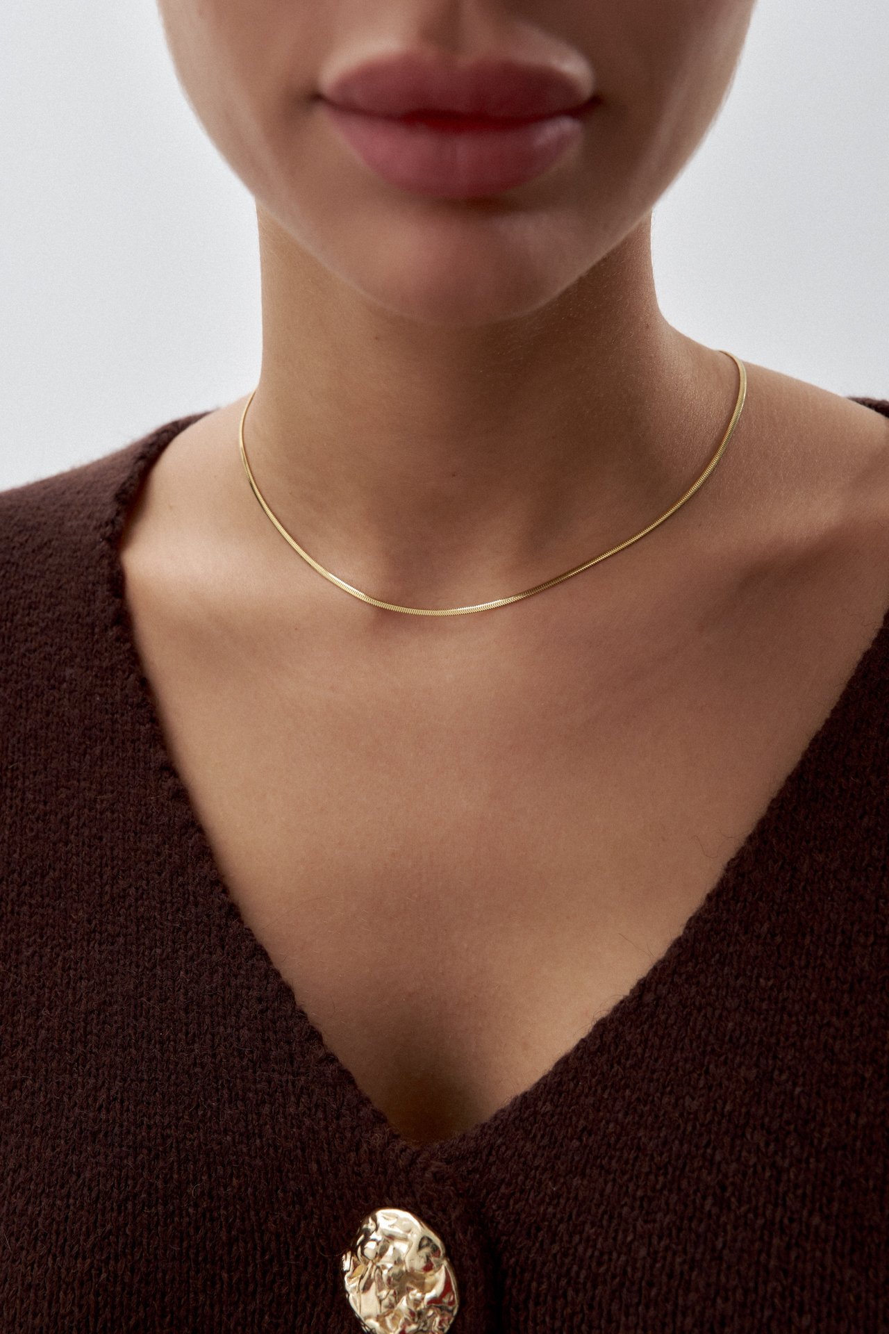 Altın İnce Balık Sırtı Zincir