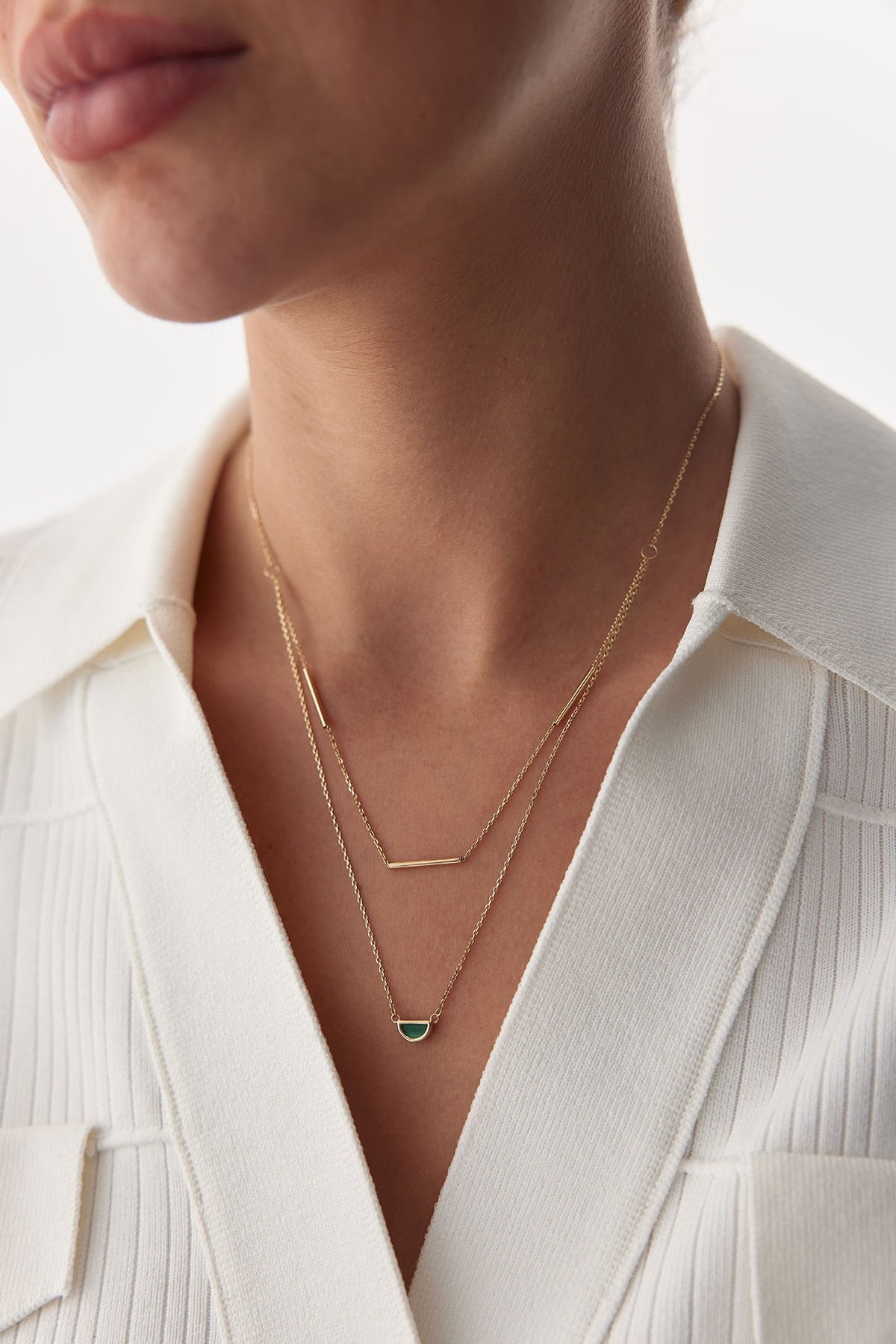 Altın Dual Malachite Kolye