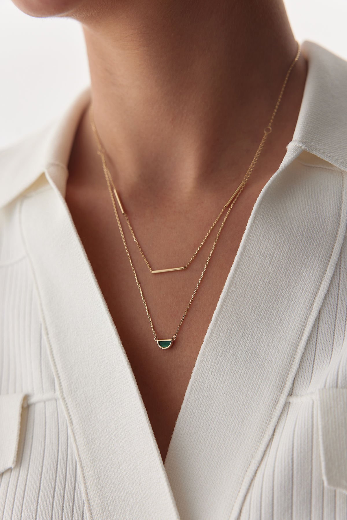 Altın Dual Malachite Kolye