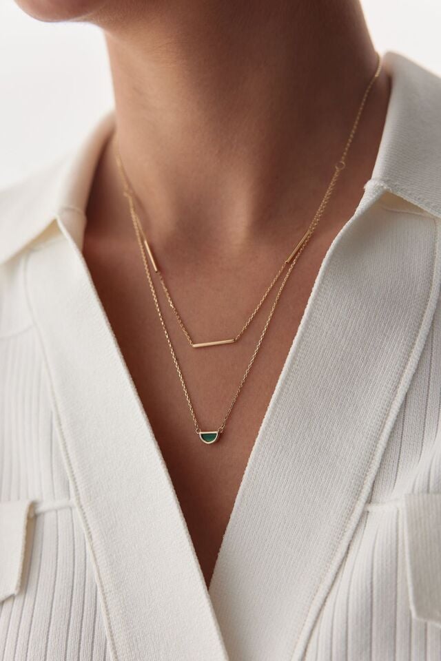 Altın Dual Malachite Kolye