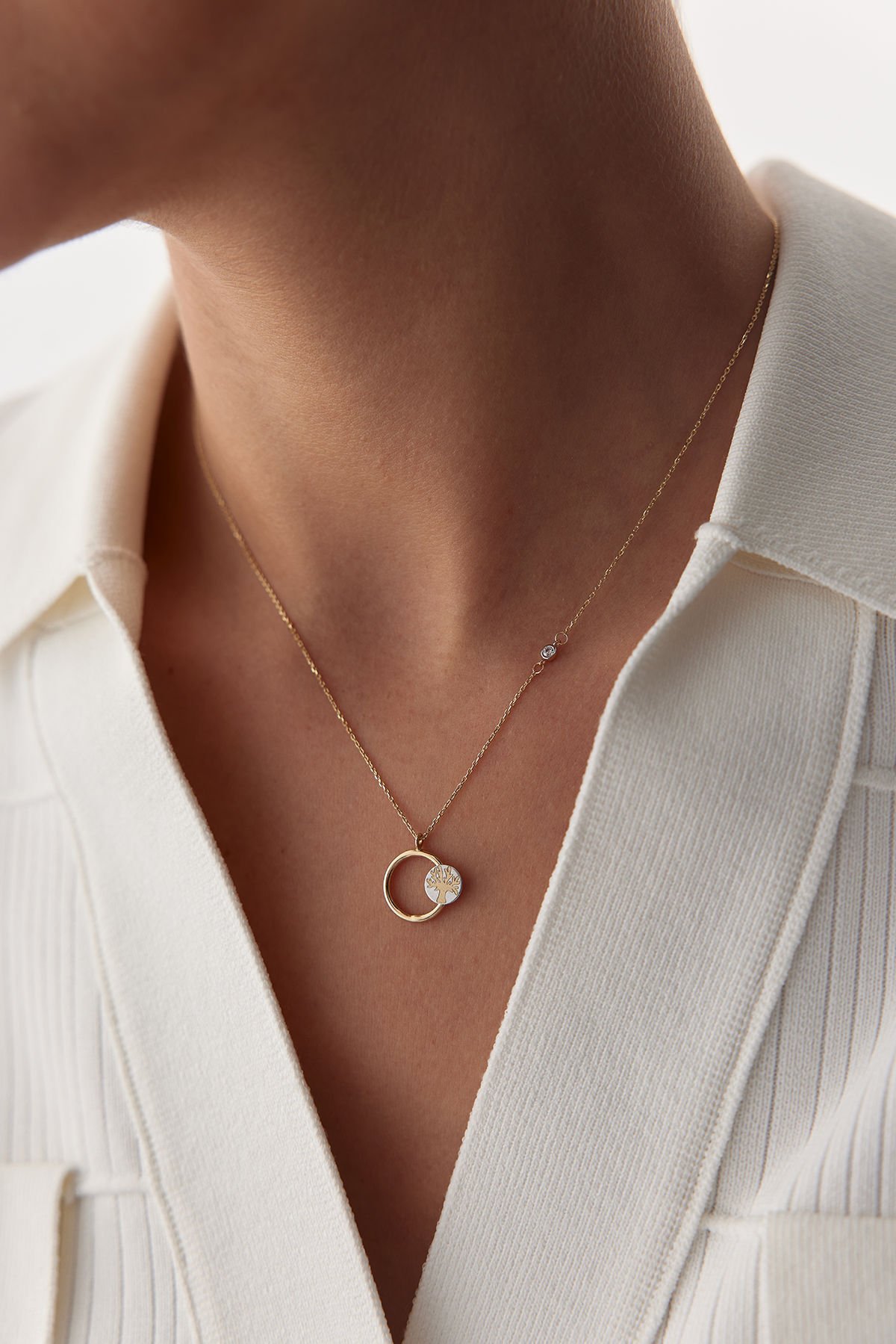 Altın Yuvarlak Hayat Ağacı Kolye