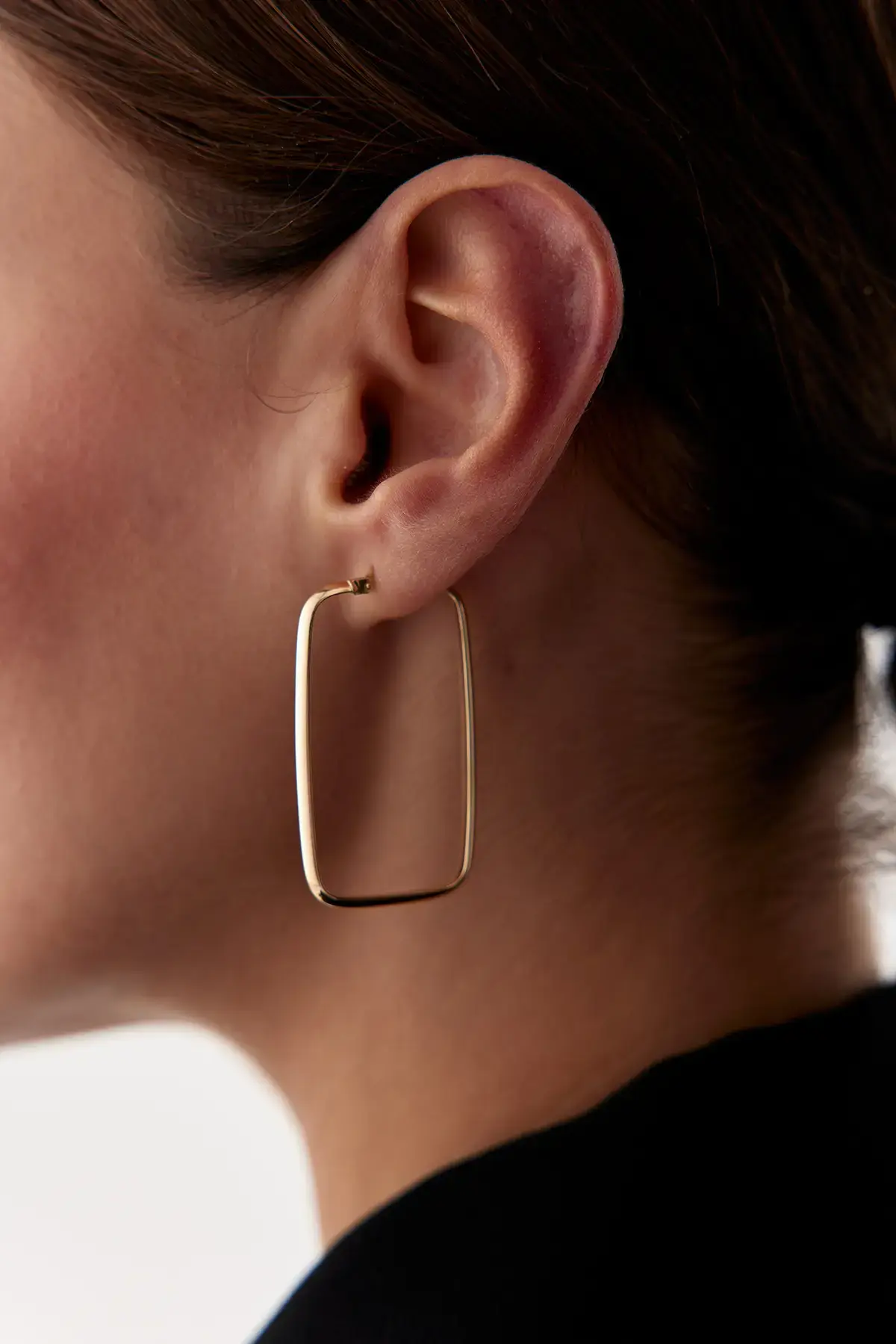 Altın Dikdörtgen Küpe