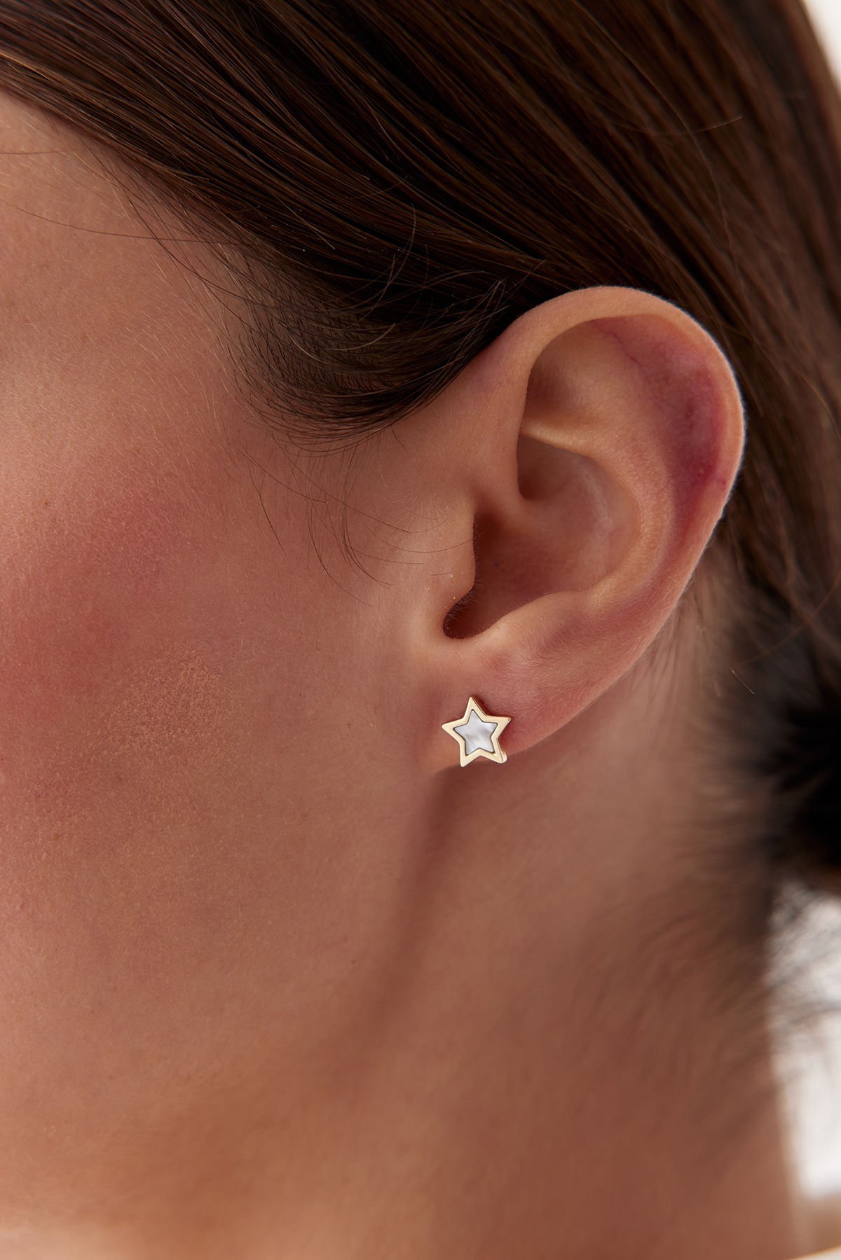 Altın Sedefli Yıldız Küpe