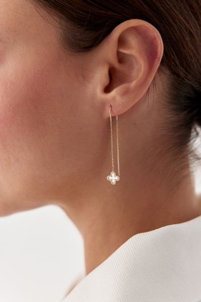 ALTIN SEDEF TAŞLI YONCA KÜPE