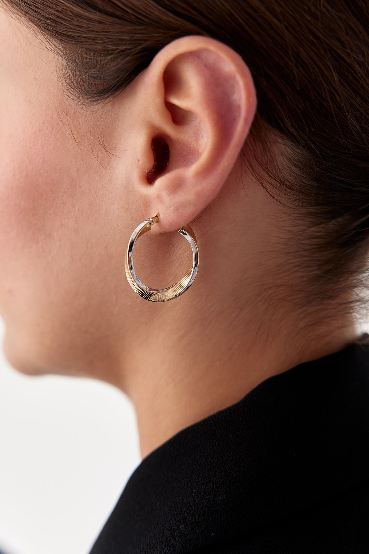 Altın Çift Renk Burgu Küpe