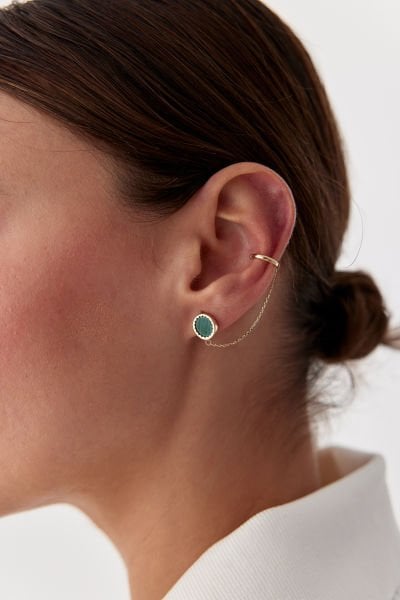 ALTIN MALACHİTE COLLET KÜPE