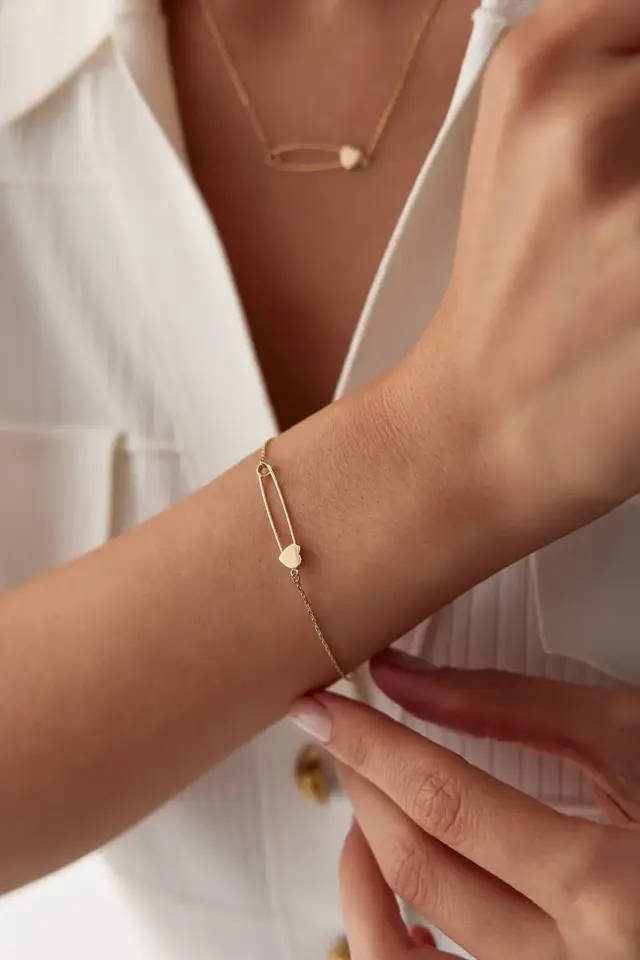 Altın Çengelli Kalp Set