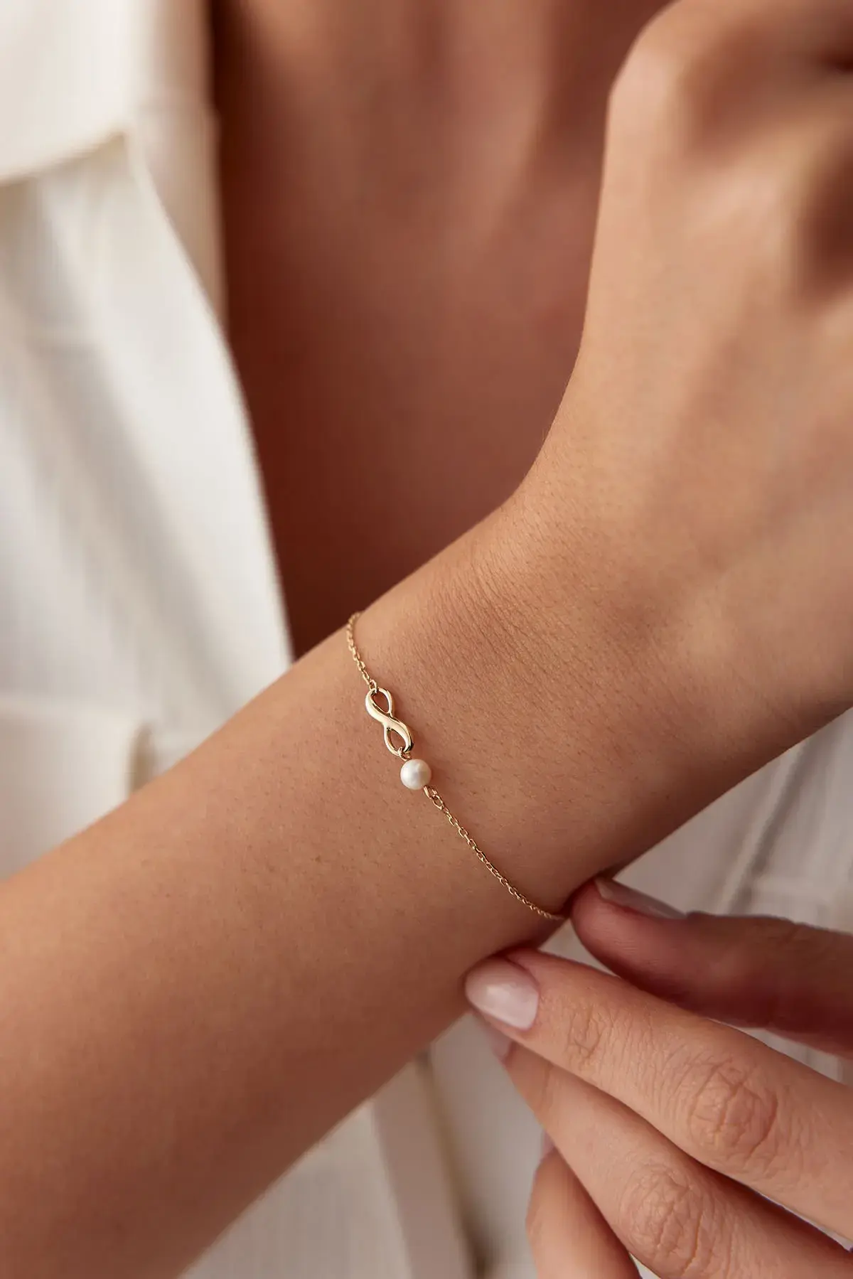 Altın Infınity Pearl Set