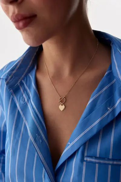 Altın Tasarım Kalp Kolye