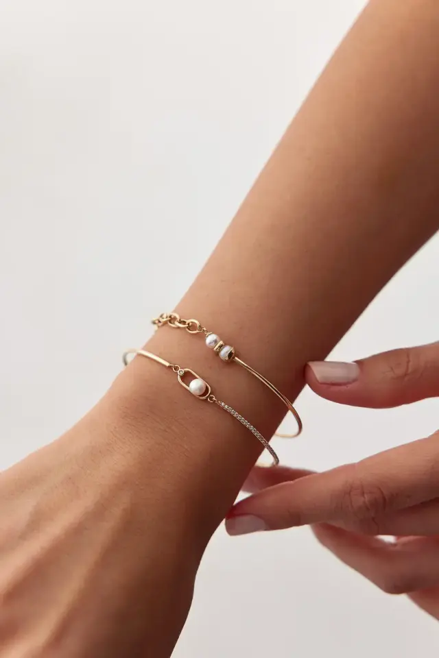 Altın Pearl Luna Bangle