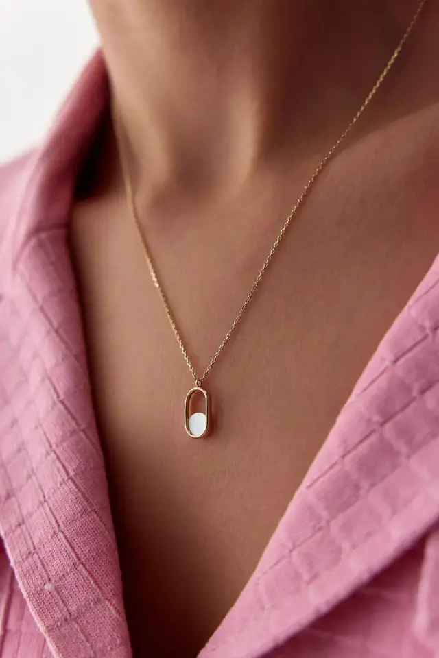 Altın Sedef Taşlı Kolye