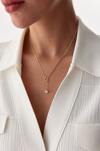 ALTIN TASARIM İNCİ KOLYE