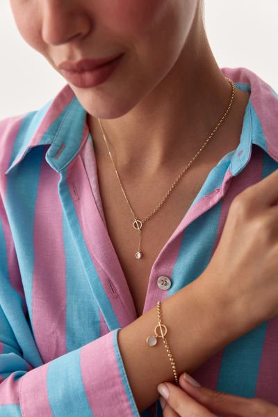 ALTIN SEDEF TAŞLI TASARIM KOLYE