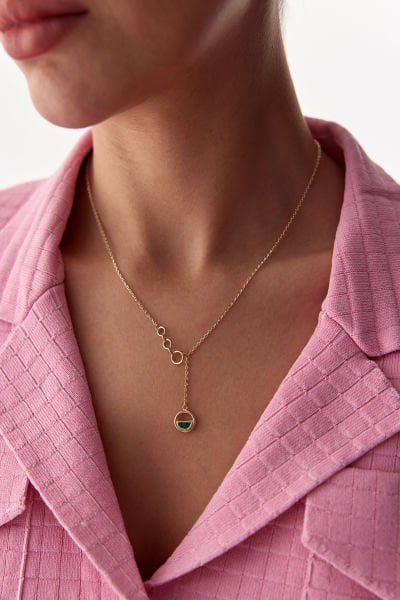 ALTIN MALACHİTE TASARIM KOLYE