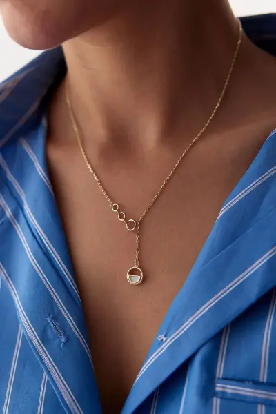 Altın Sedef Taşlı Kolye