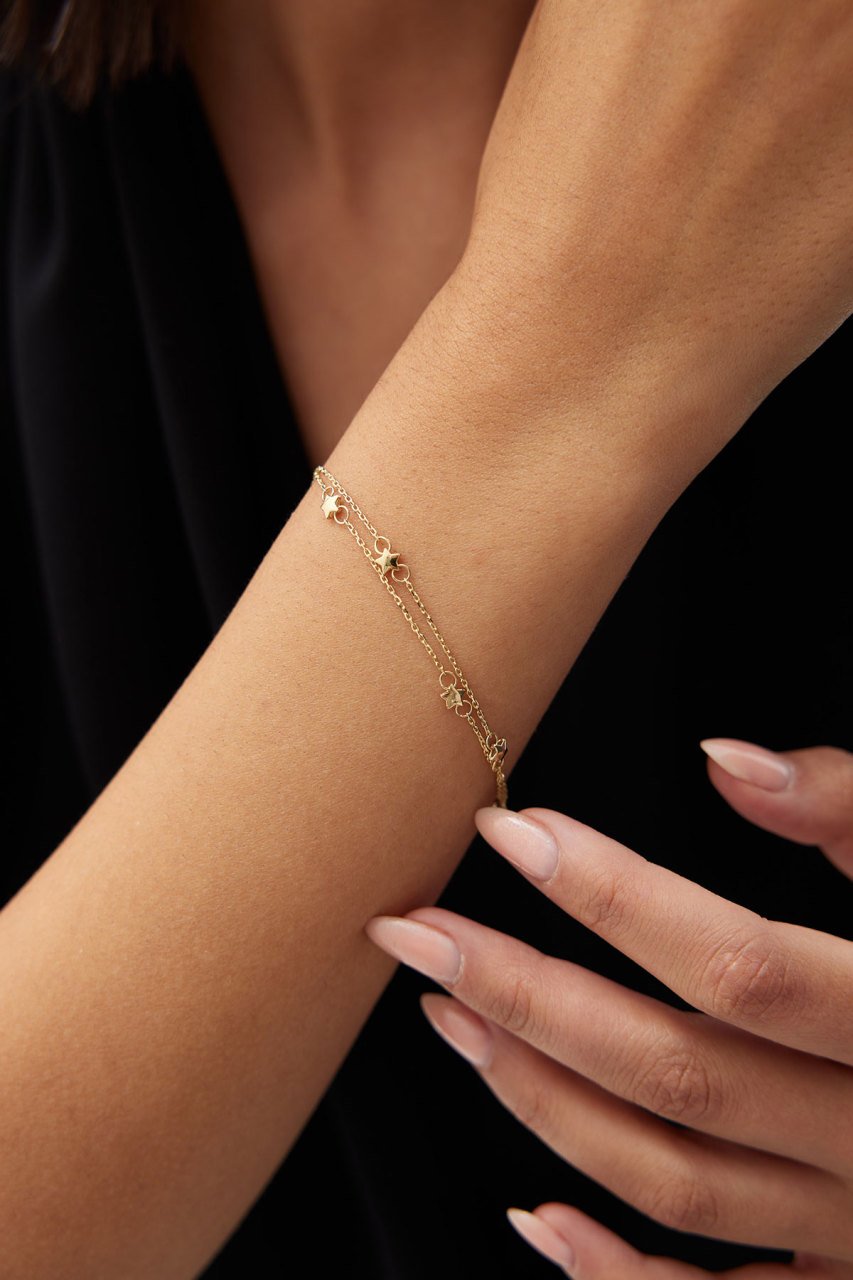 ALTIN YILDIZLI BOOMERANG BİLEKLİK