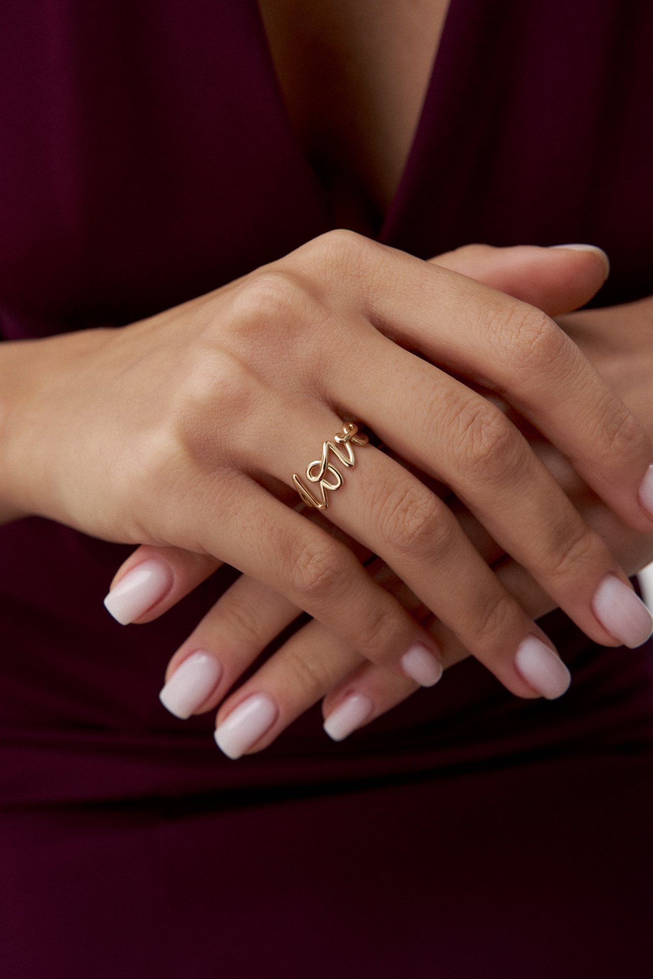 Altın Taşsız Love Yüzük