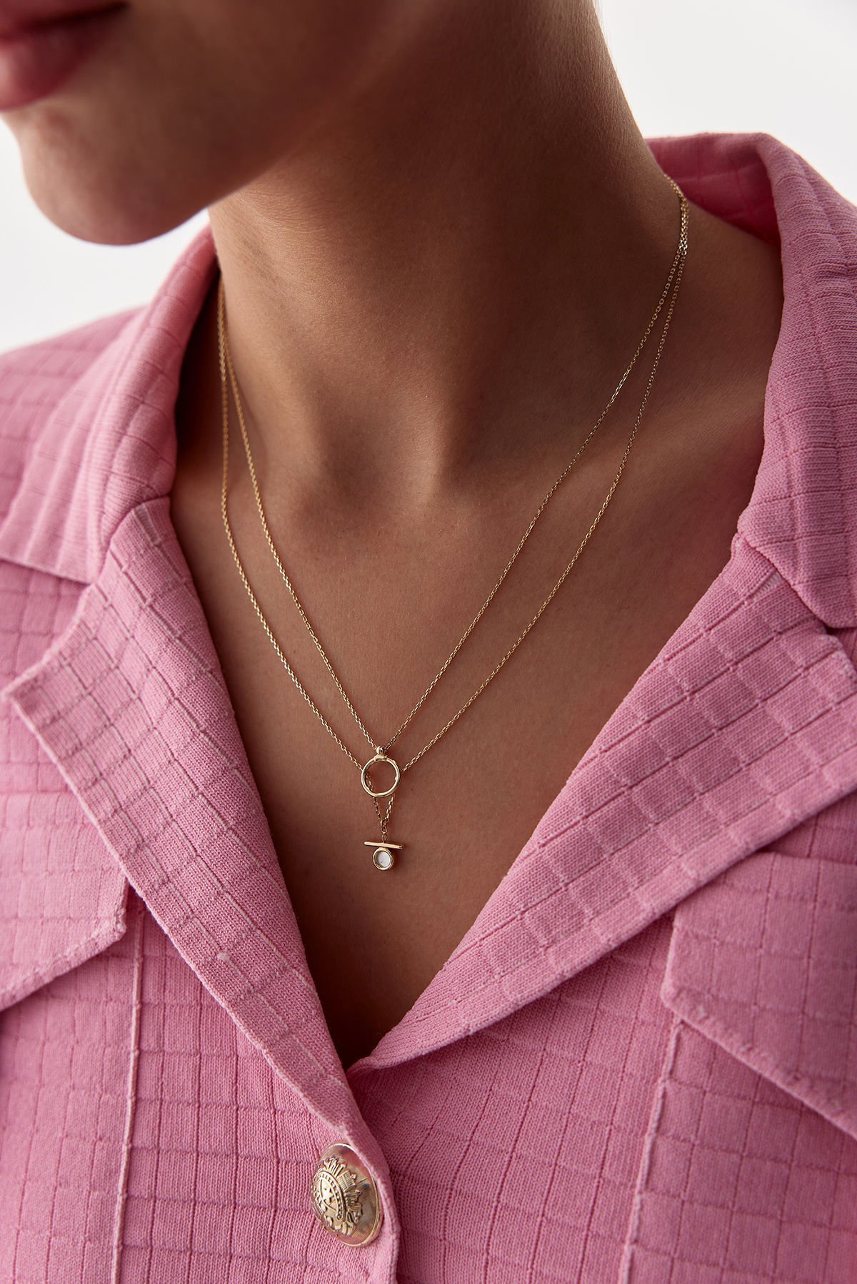 Altın Sedefli Twin Kolye