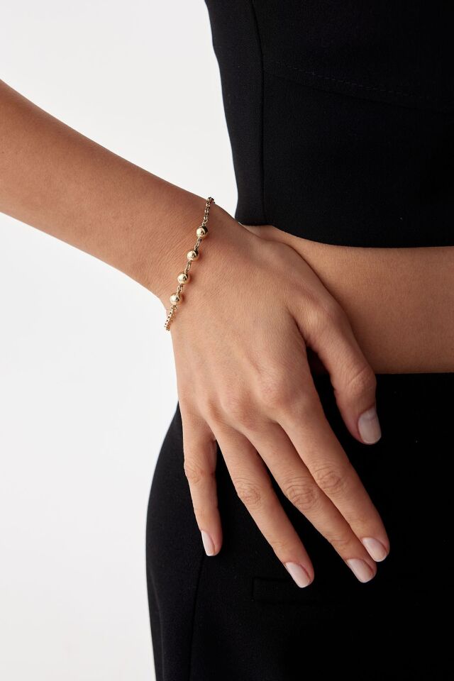 Altın Sıralı Top Bileklik