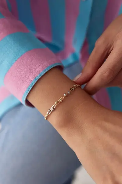 Altın Dorikalı Ataç Formlu Bileklik